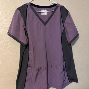 Light purple and grey scrub top
